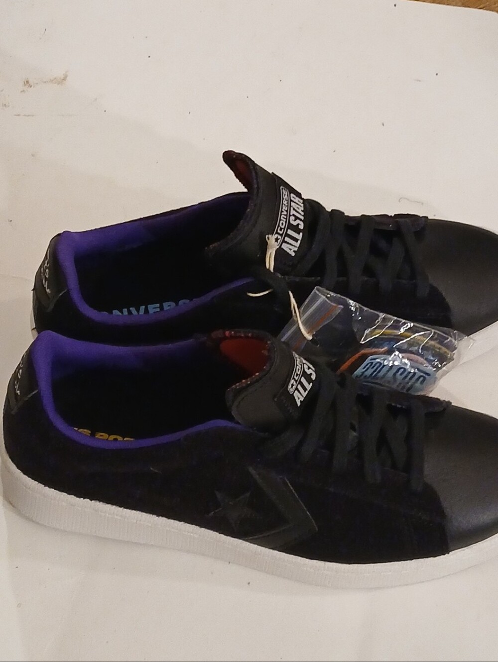 Converse All Star Black Velvet "It's Posdible" Sneakers With Stickers 6.5